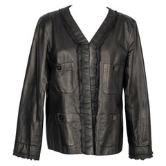 Chanel Leather Jacket in Black Calfskin and Silk Lining