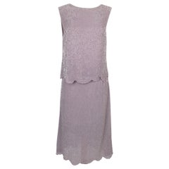 Ensemble top et jupe en mousseline de soie mauve de Fendi