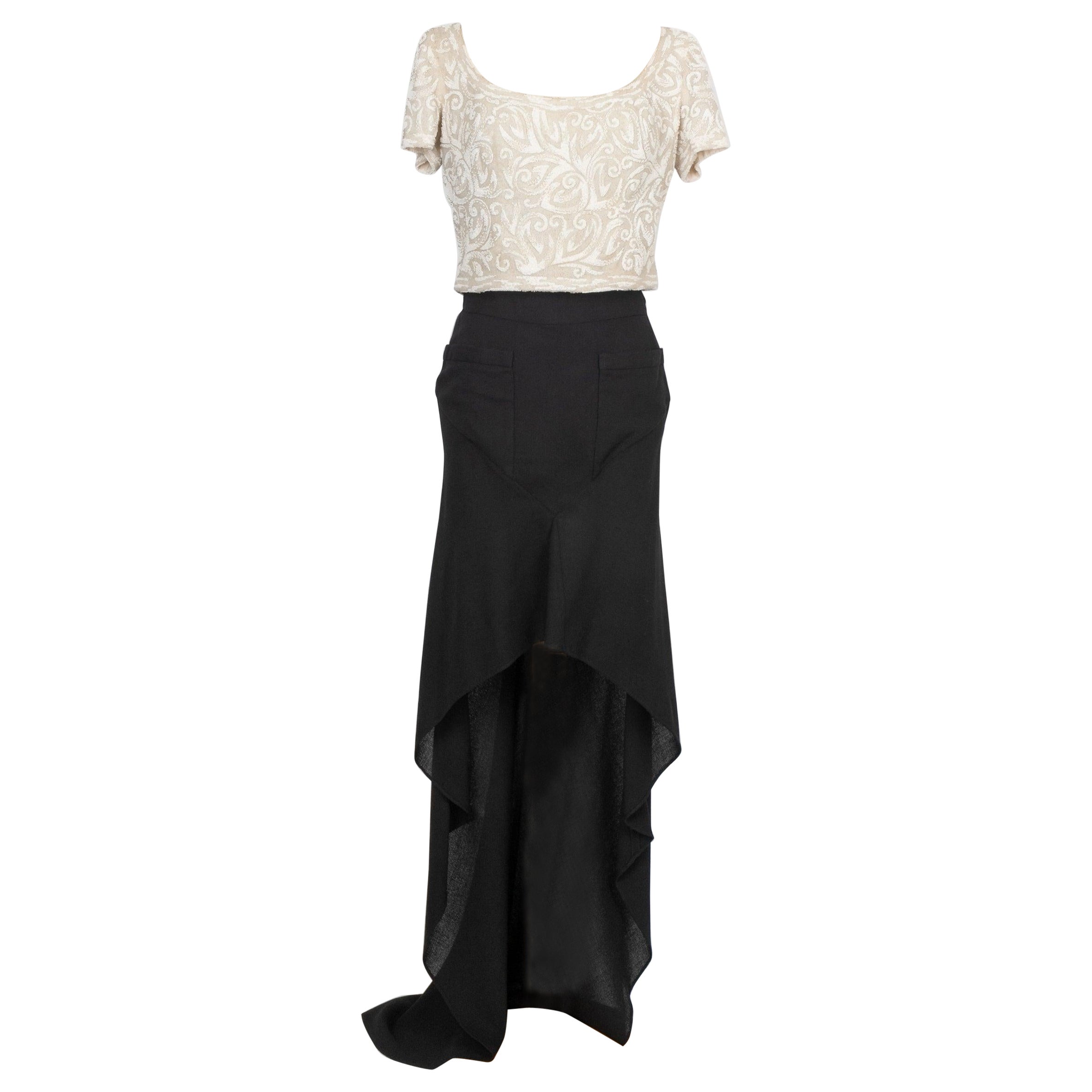 Chanel Haute Couture Set of Blouse with Crepe Skirt, 1994 For Sale