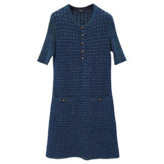 Chanel 17A Bleu Polyester  Robe en maille de rayonne  