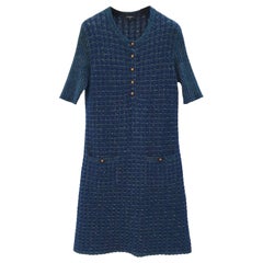 Chanel 17A Blue Polyester  Rayon Knit Dress
