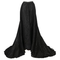 Vintage Long Asymmetrical Black Lace Skirt