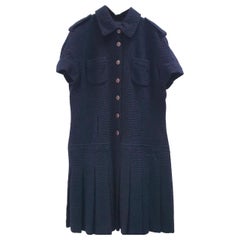 Chanel 2016 Tweed Marineblaues Kleid aus Tweed  