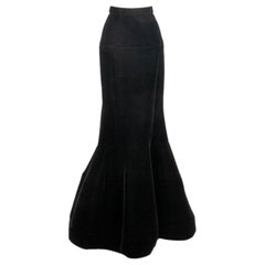 Paule Ka Maxi Long Black Velvet Skirt, 2016