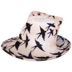 Sculptural Philip Treacy Stylized Wool Fedora With Bird Motif