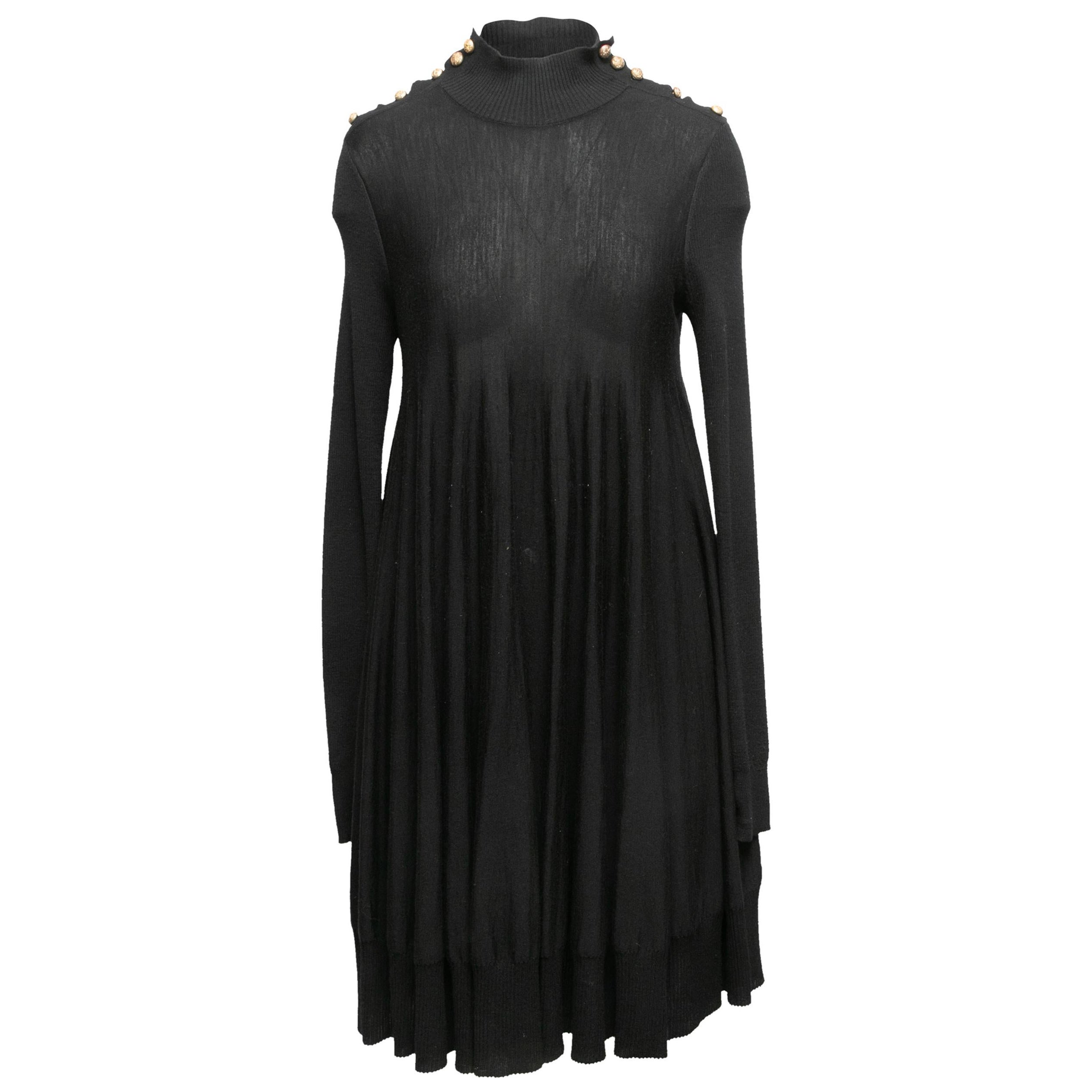Alexander McQueen - Robe noire légère en laine vintage, taille US L en vente