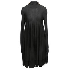Alexander McQueen - Robe noire légère en laine vintage, taille US L
