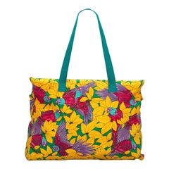 Vintage Hermes Multicolor Parrots Cotton Tote Bag