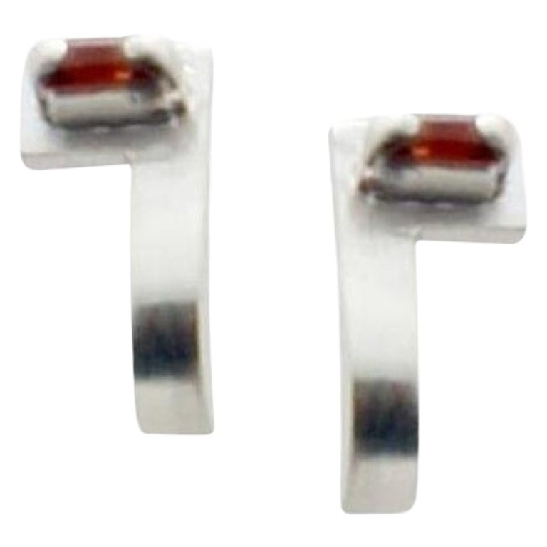 Red Garnet Sterling Silver Earrings
