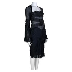 Vintage Gucci by Tom Ford Fall 2004 Pleated Bondage Silk Dress