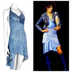 Dior by John Galliano Spring 2000 RTW Denim Trompe L’œil Silk Mini Dress