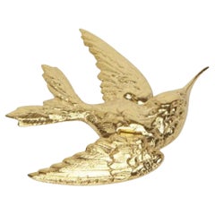 Bague Hummingbird avec aile mobile en or 24 carats
