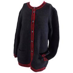 Fendi Grey Red horoscope cardigan sweater