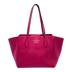 Gucci Fuchsia Pink Leather Swing Medium Handbag Tote Bag
