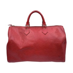 Louis Vuitton Used Red Epi Leather Speedy 35 Boston Bag Handbag