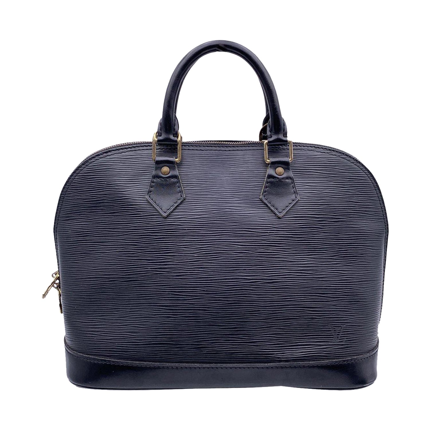 Louis Vuitton Vintage Sac à main Alma en cuir épi noir en vente