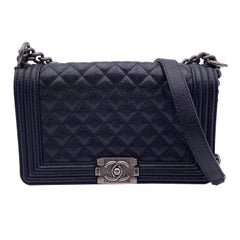 Chanel Black Quilted Caviar Leather Medium Boy Shoulder Bag