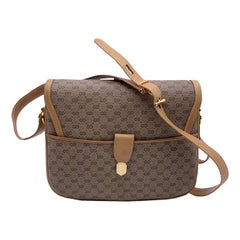 Gucci Vintage Beige Monogramm Canvas und Leder Umhängetasche