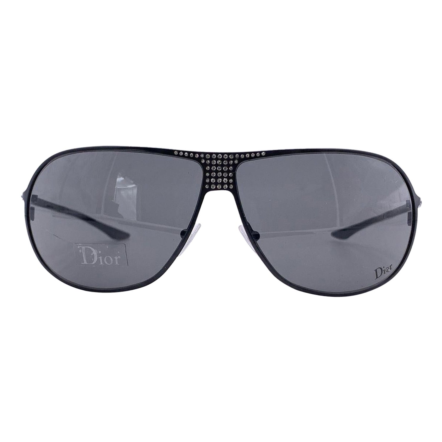 Christian Dior Schwarze Aviator Hard Dior1 Sonnenbrille mit Kristallen im Angebot
