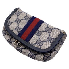 Gucci Vintage Blau Monogramm Canvas gespiegelt Kosmetikkoffer