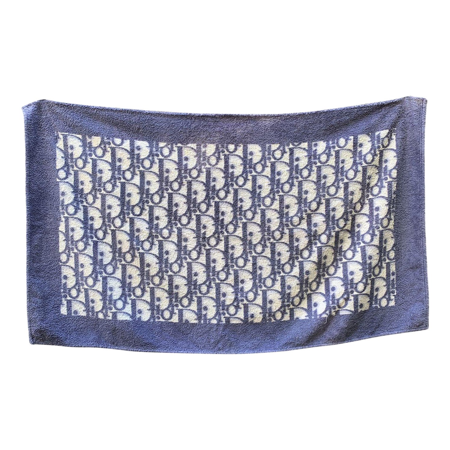Christian Dior Vintage Blue Monogram Cotton Oblique Pool Beach Towel