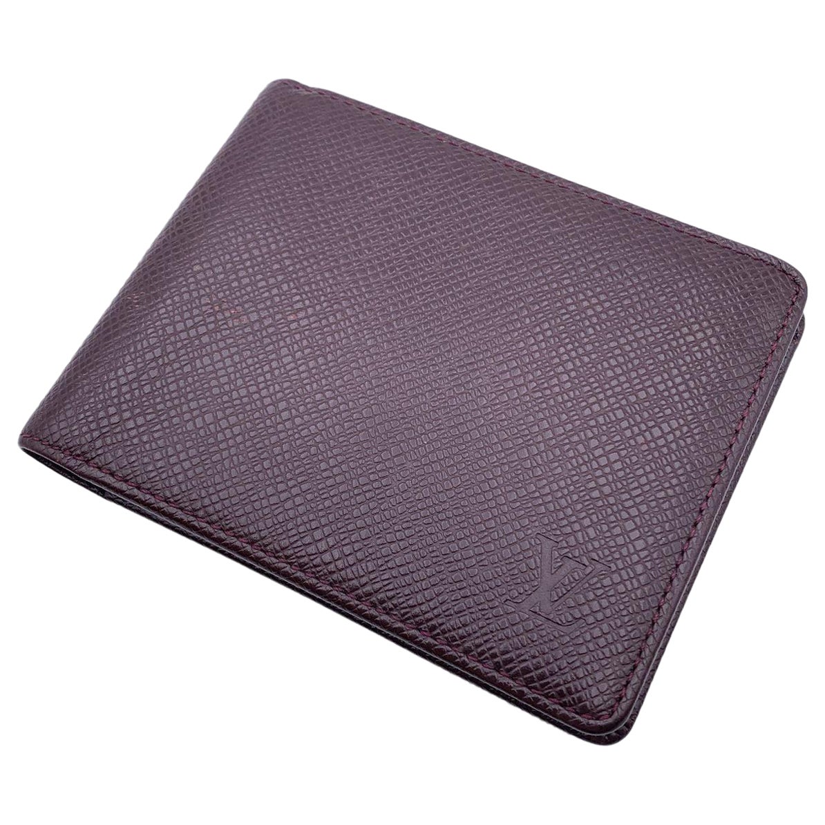 Louis Vuitton Brown Taiga Leather Card Holder Bifold Wallet For Sale