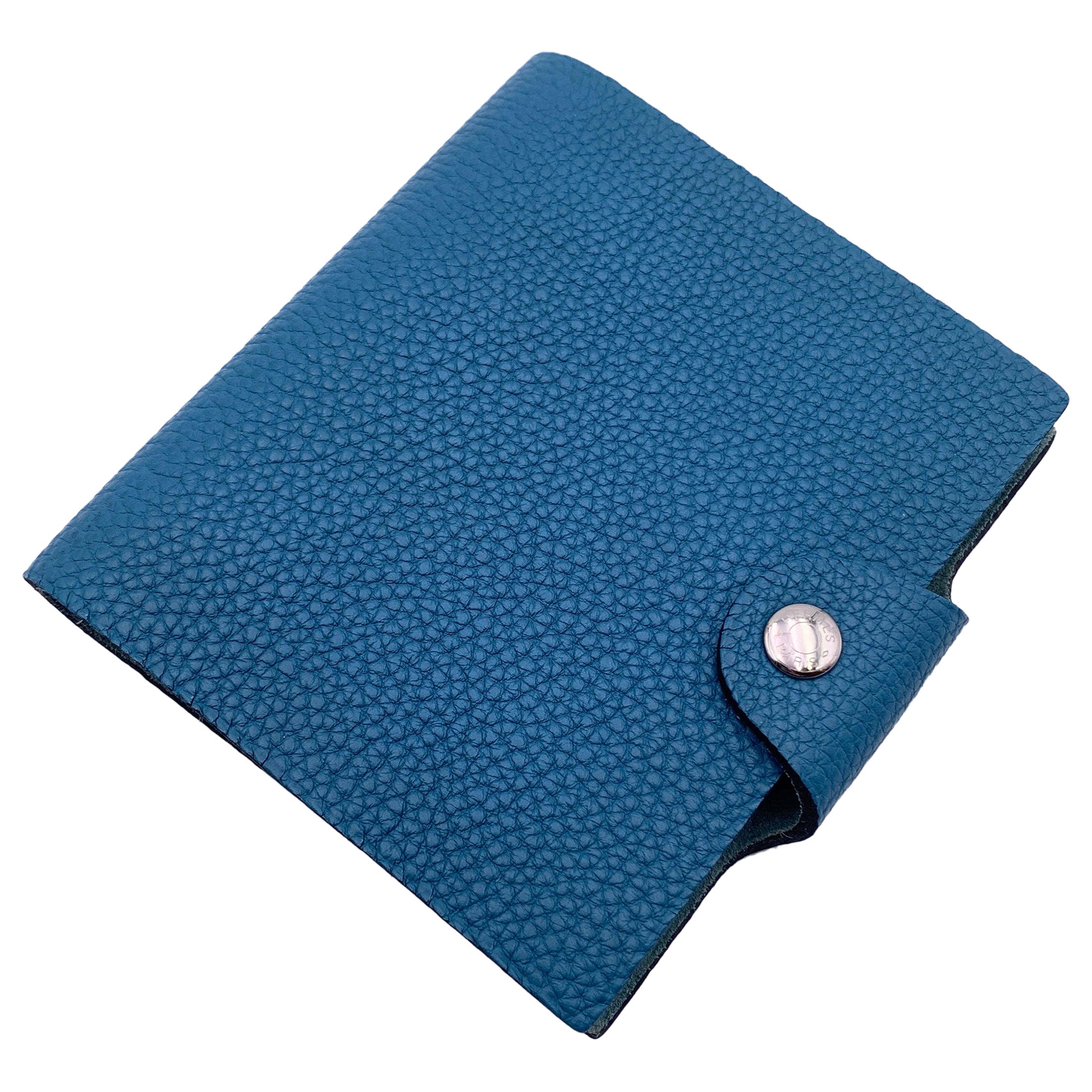 Hermes Blue Togo Leather Ulysse Mini Notebook cover with Refill For Sale
