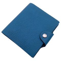 Hermès Mini couverture de carnet avec recharge en cuir Togo bleu Ulysse