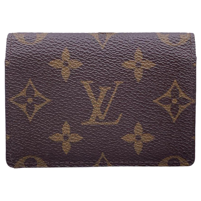 Louis Vuitton Monogram Brown Canvas Business Card Holder Wallet For Sale