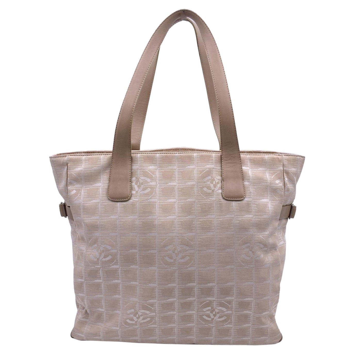 Chanel Beige Nylon New Travel Line Tote Shoulder Bag 2000s For Sale