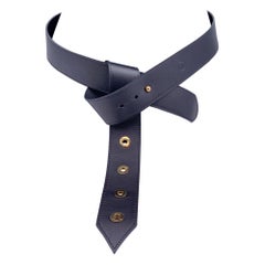 Louis Vuitton Black Leather Tie the Knot Eyelet Belt Size 90/36