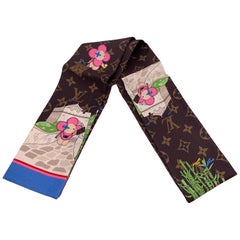 Louis Vuitton Brown Monogram Silk Illustre China Wall Bandeau Scarf