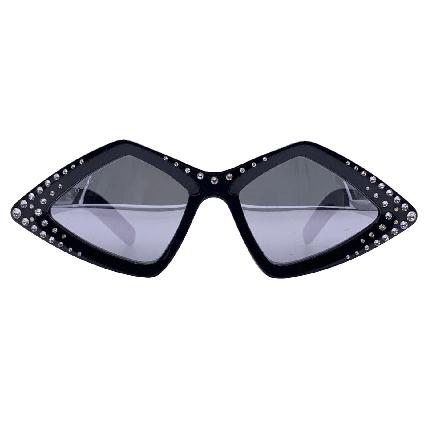 Gucci Schwarze Acetat-Sonnenbrille mit Strasssteinen GG0496S 59/18 145 mm