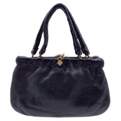 Fendi Rare Retro Dark Brown Nappa Leather Handbag Satchel