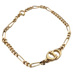 Christian Dior Vintage Gold Metal CD Logo Chain Bracelet