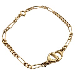 Christian Dior Vintage Gold Metal CD Logo Chain Bracelet