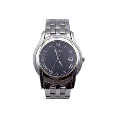Gucci Stainless Steel Mod 5500 M Watch Date Indicator Black