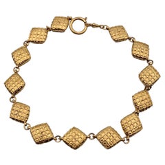 Chanel Retro Gold Metal Quilted Collar Collier Necklace