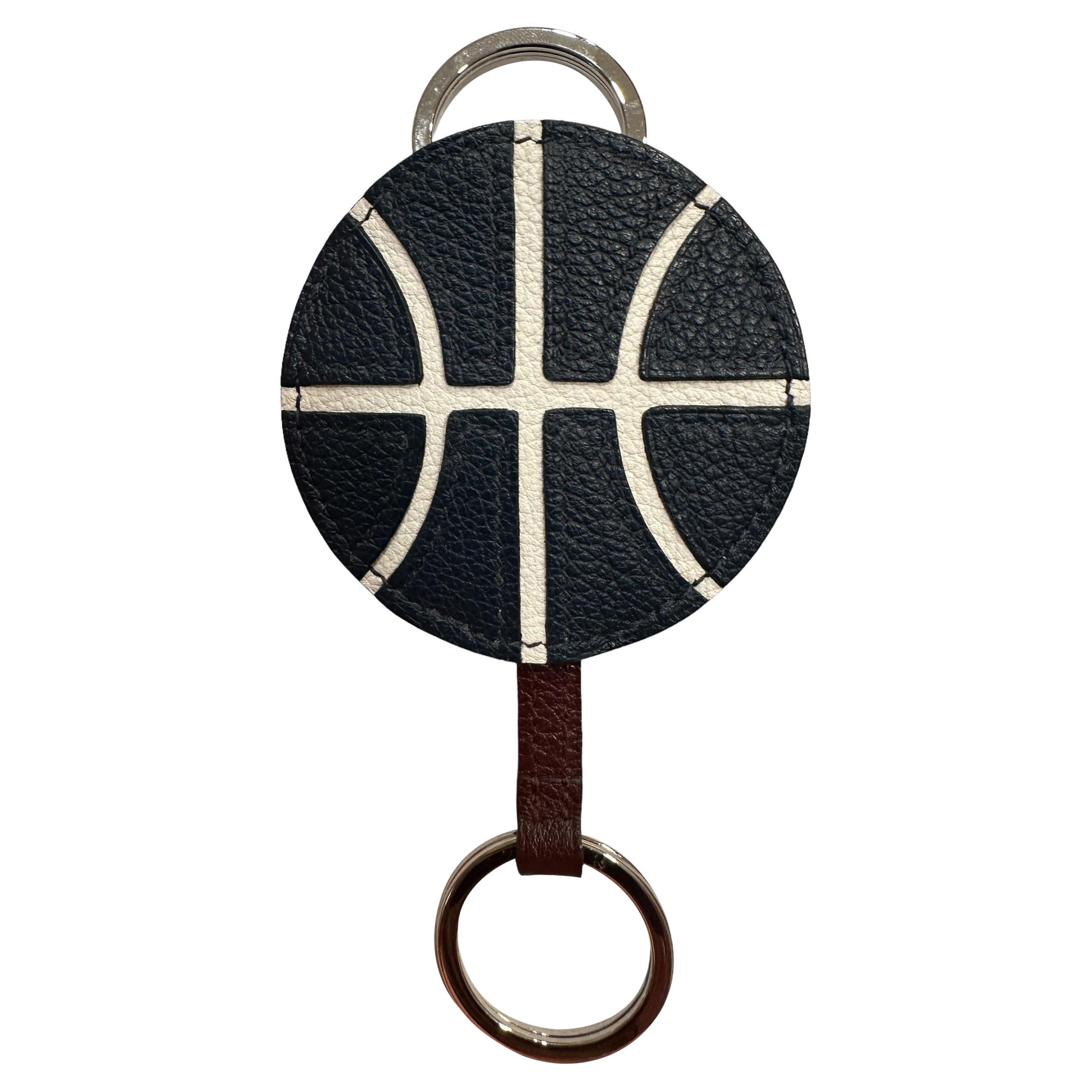 Hermès Basketball Key Ring Collectors Item Bleu De Malte / Blanc / Bordeaux For Sale