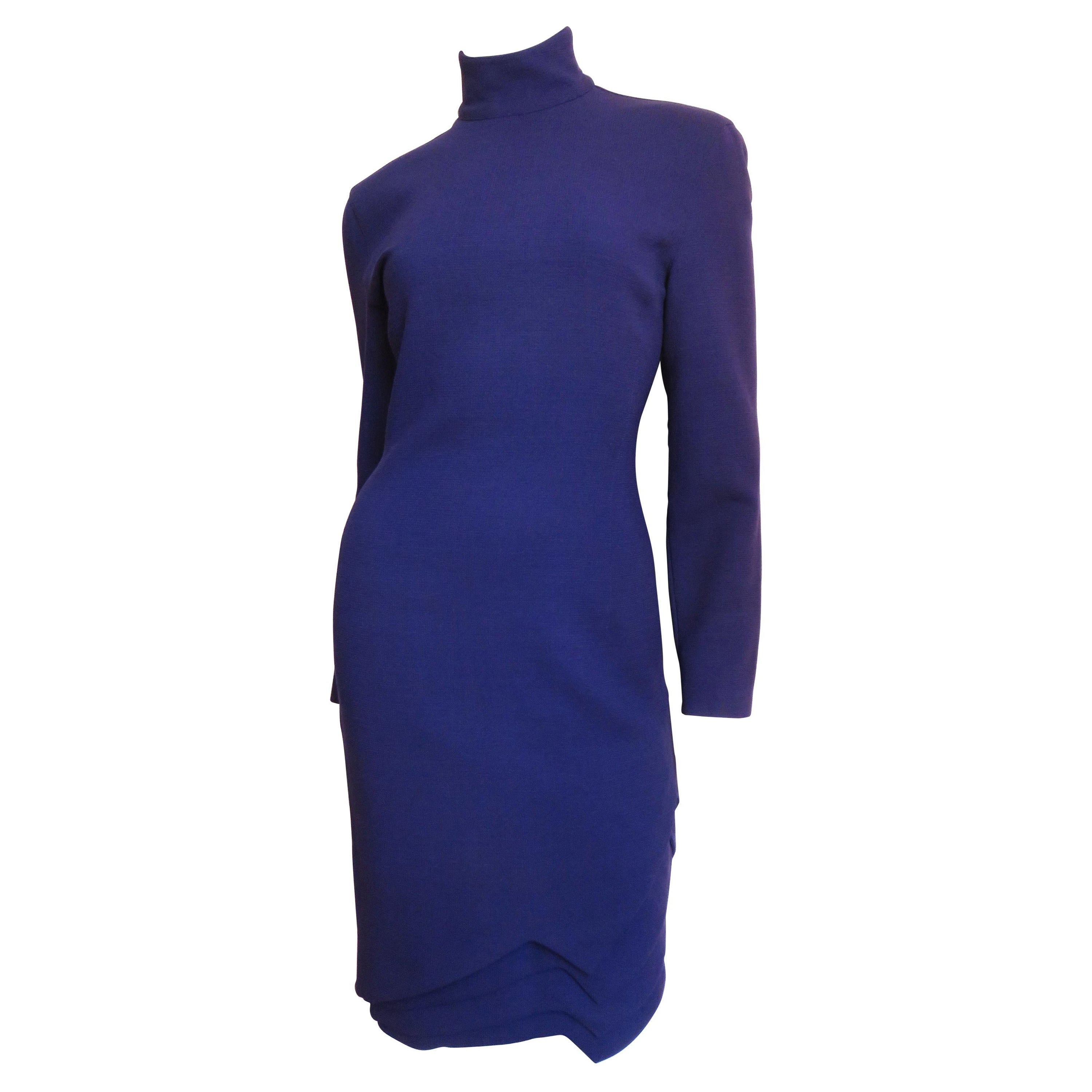 Gianni Versace Purple 1990s Dress with Origami Hem  For Sale