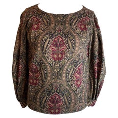 Yves Saint Laurent 80er Jahre Vintage Bluse mit Blumen Paisleymuster und Paisleymuster 