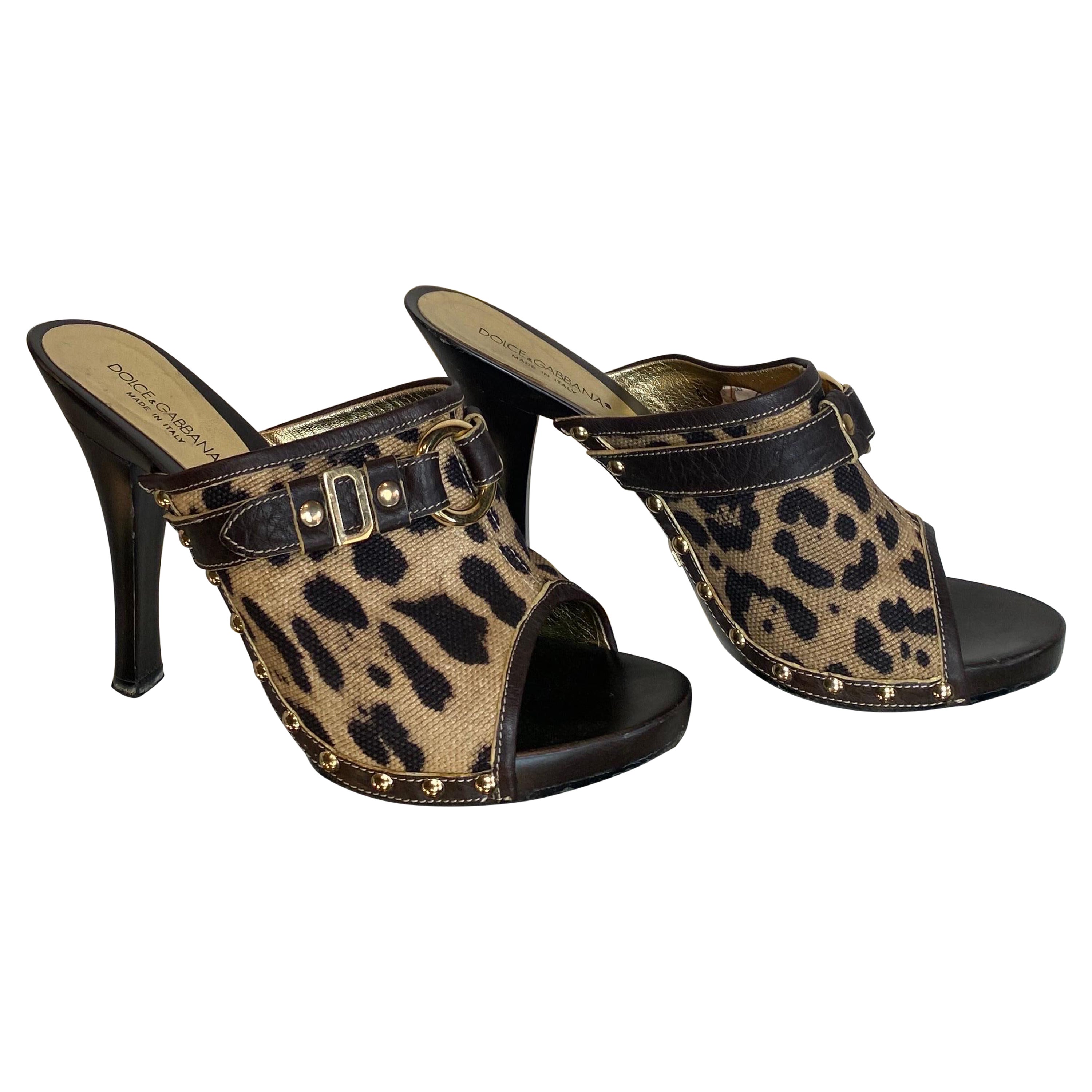 Dolce and Gabbana Leopard print Clogs For Sale