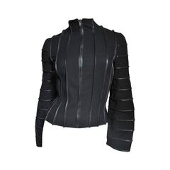Moschino Wool Jacket With Leather Piping 4
