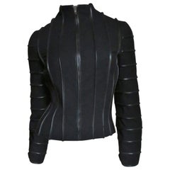 Moschino Wool Jacket with Leather Piping