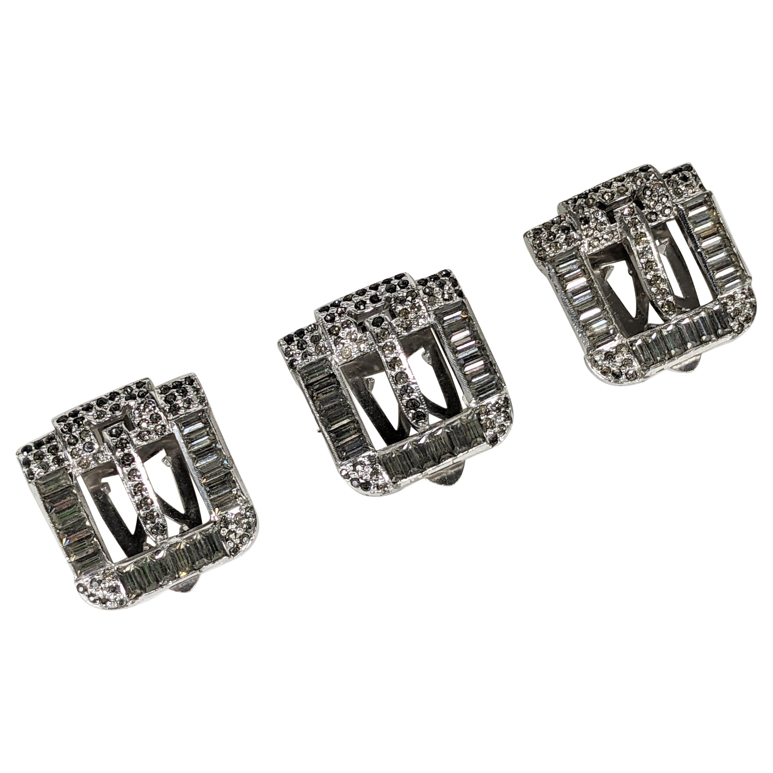Set of Art Deco Buckle Clips For Sale