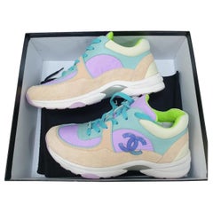 Chanel Multicolor Nylon, Leather and Suede CC Low Top Sneakers 