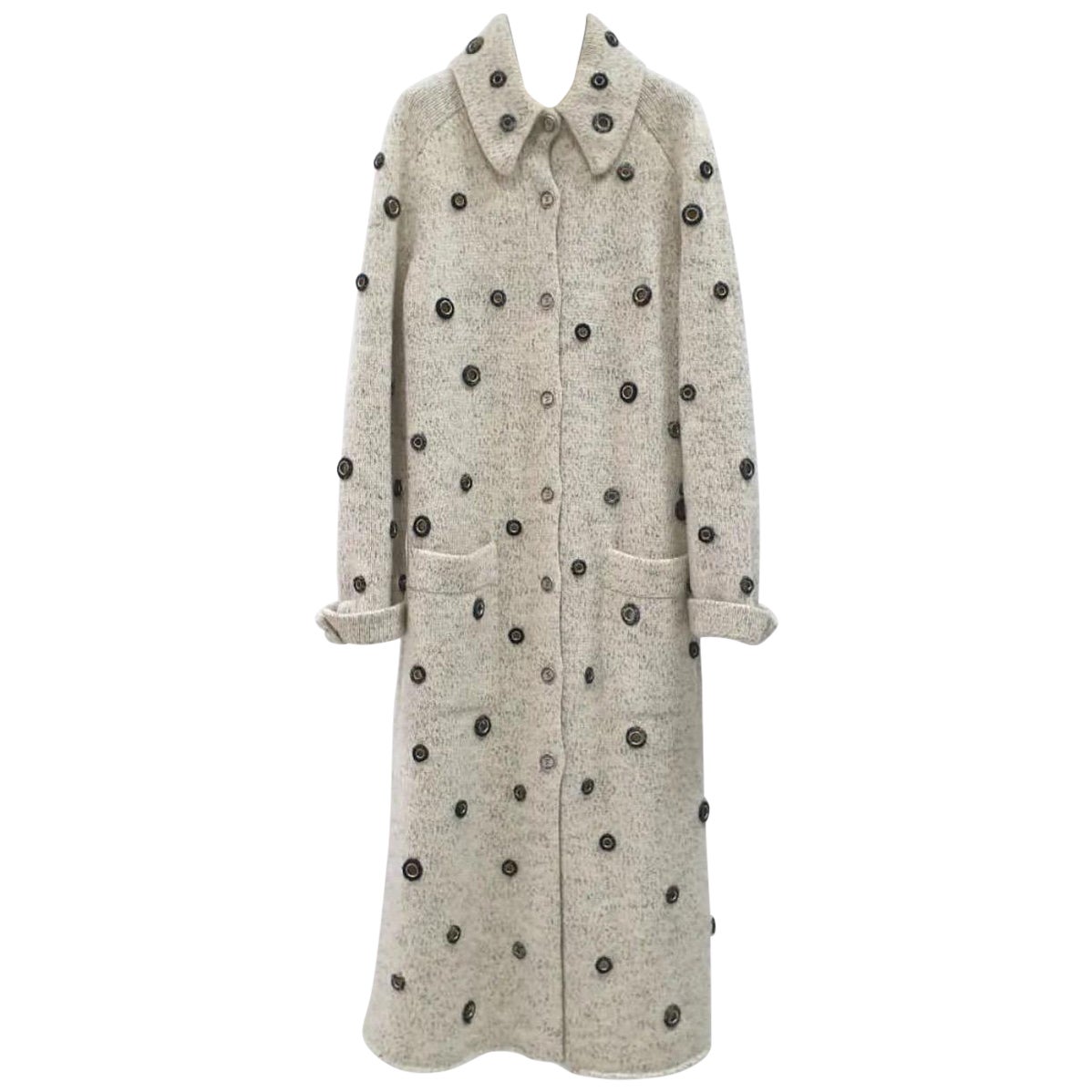 New Chanel  16A Cashmere CC Logo Buttons Coat  For Sale