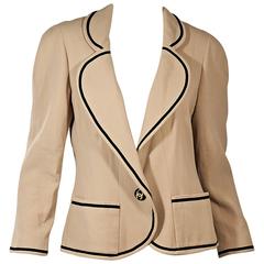 Tan Vintage Chanel Piped Blazer