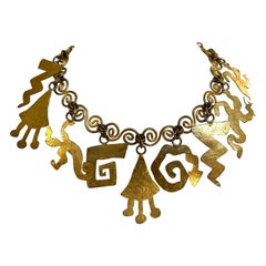 Herve Van der Straeten "Metal Dore" Articulated Charm Necklace