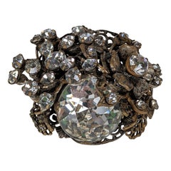 Miriam Haskell Crystal Floral Brooch